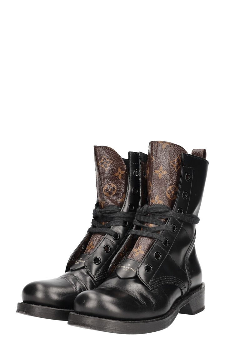 LOUIS VUITTON Metropolis Flat Ranger Boots Mng Leather Black