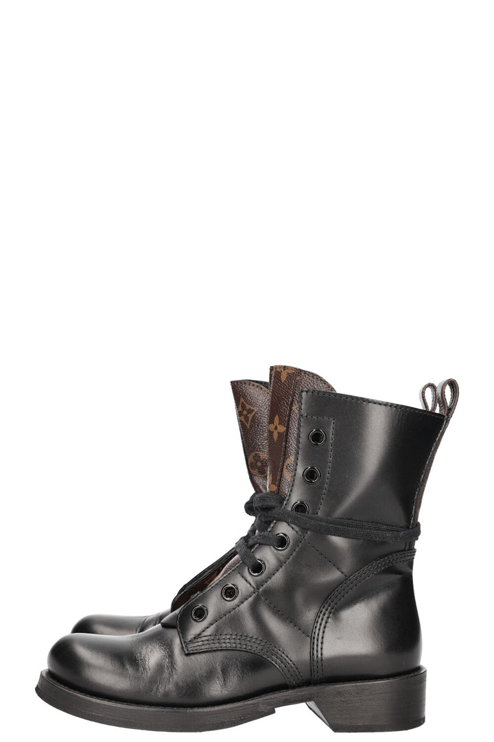 LOUIS VUITTON Metropolis Flat Ranger Boots Mng Leather Black