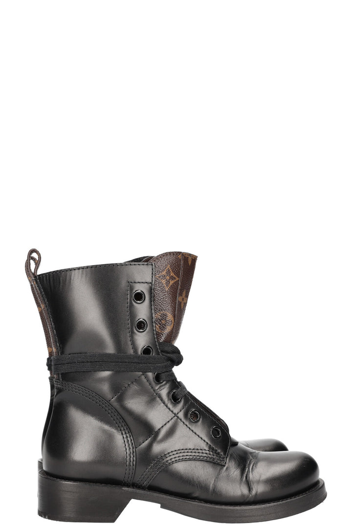 LOUIS VUITTON Metropolis Flat Ranger Boots Mng Leather Black