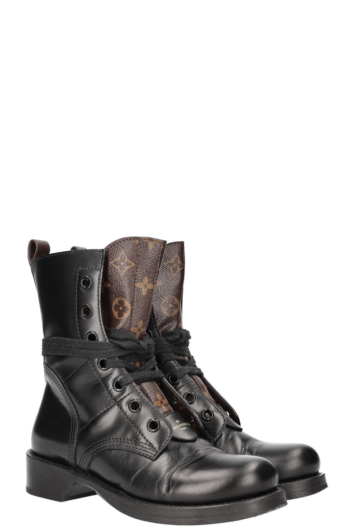 LOUIS VUITTON Metropolis Flat Ranger Boots Mng Leather Black