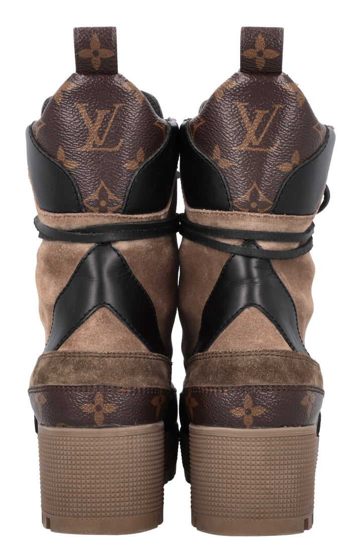 LOUIS VUITTON Laureate Combat Boots Khaki Suede
