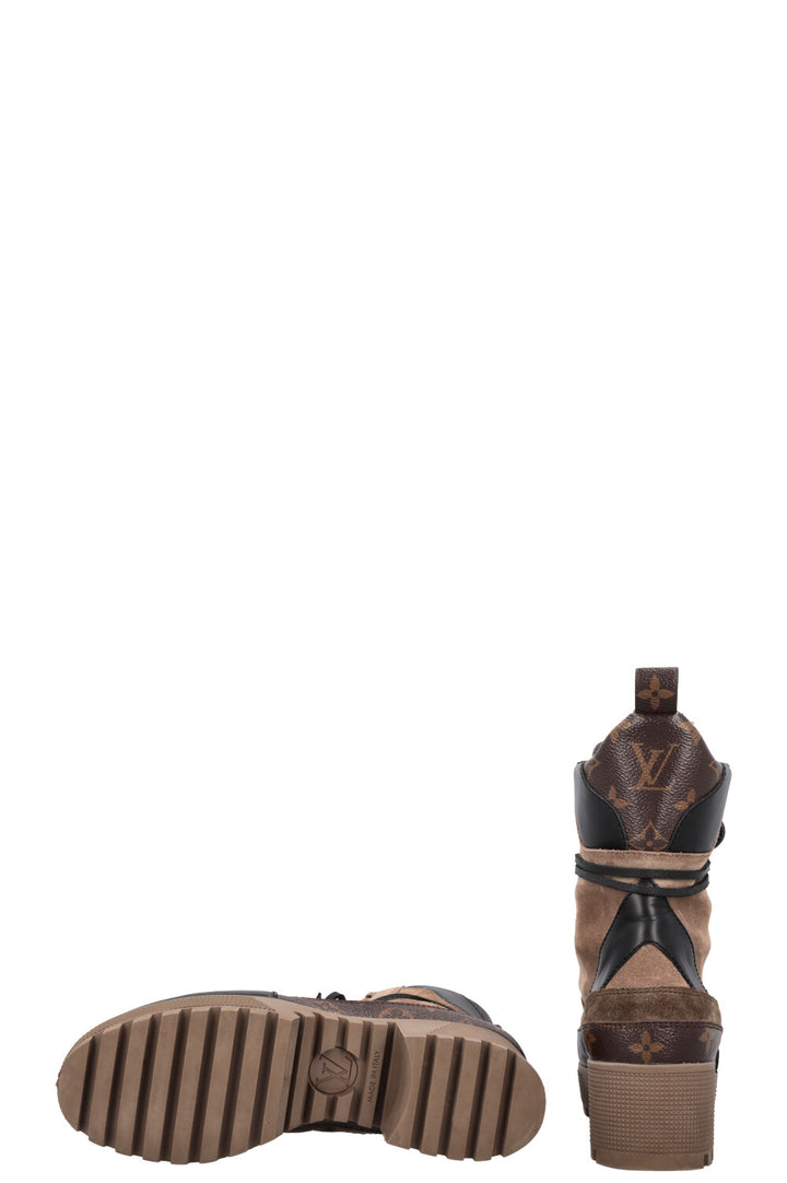 LOUIS VUITTON Laureate Combat Boots Khaki Suede