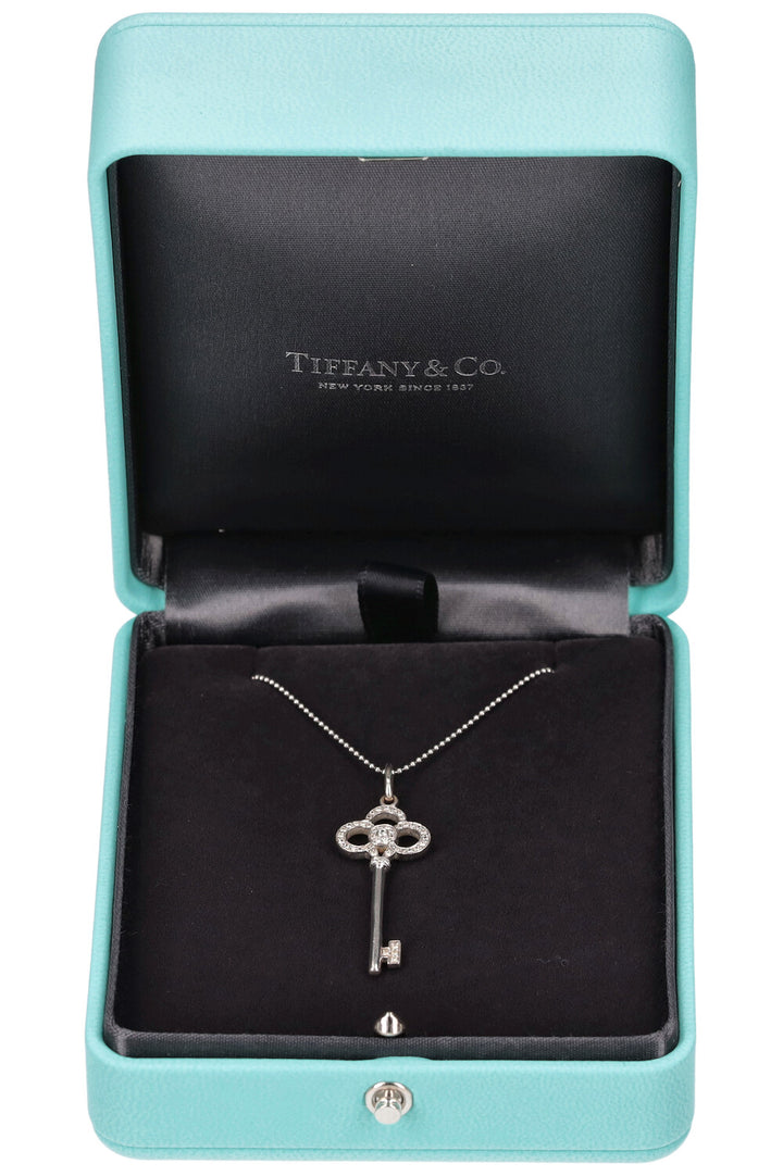 TIFFANY&Co. Key Necklace 0.11 Carat Diamonds White Gold