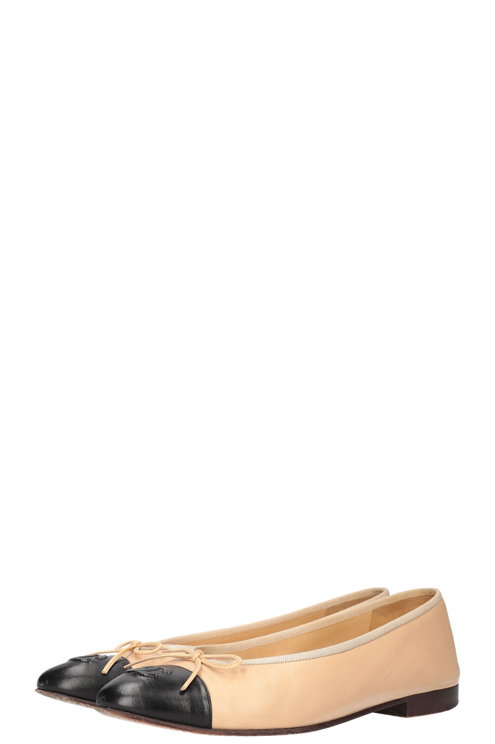 CHANEL Ballerina Flats Beige Black