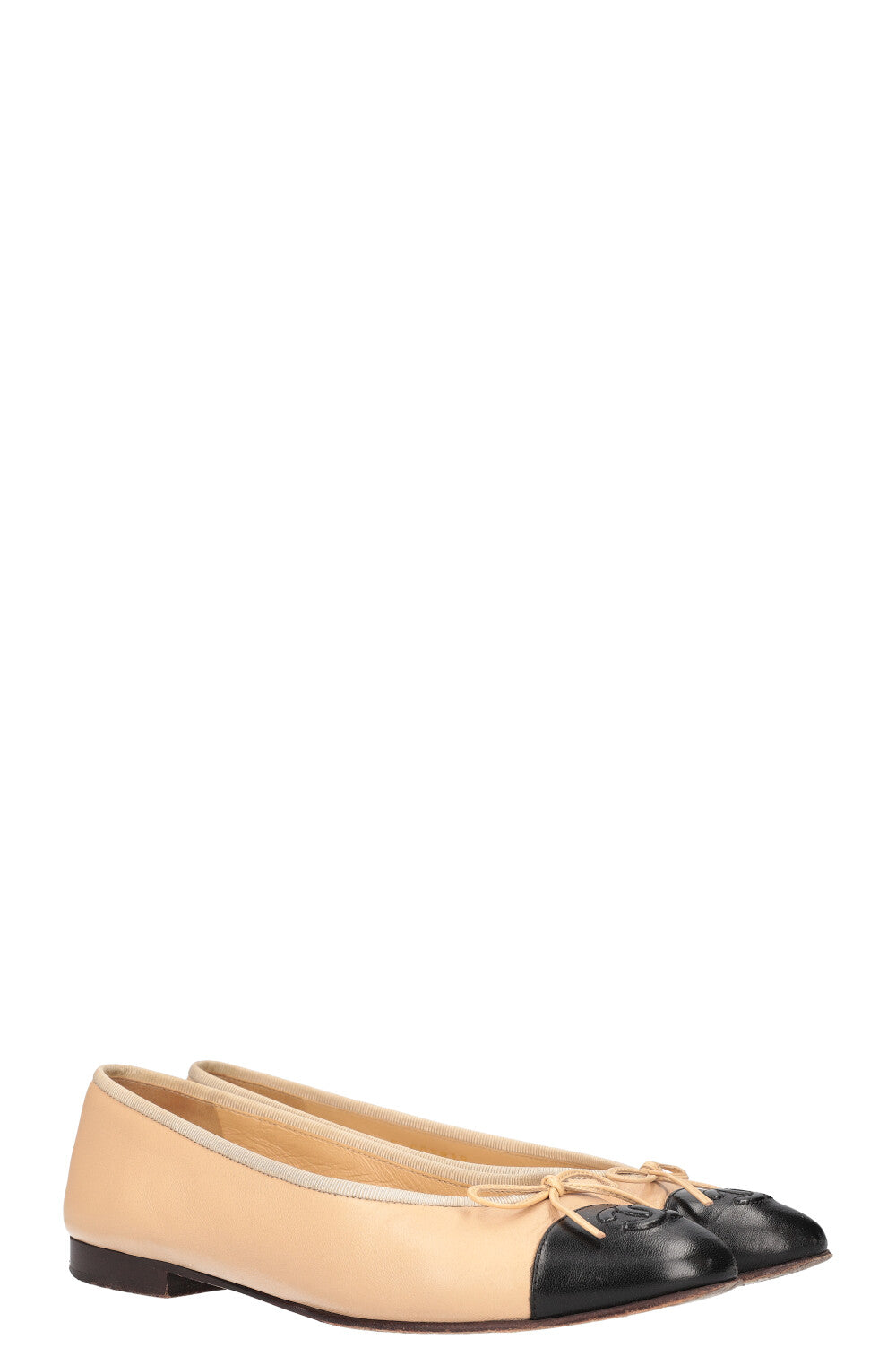 CHANEL Ballerina Flats Beige Black