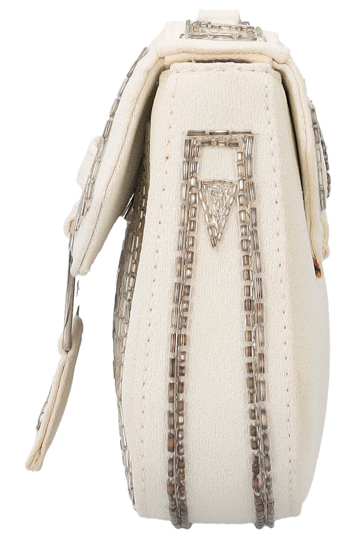 CHRISTIAN DIOR Columbus Clutch Embroidered White