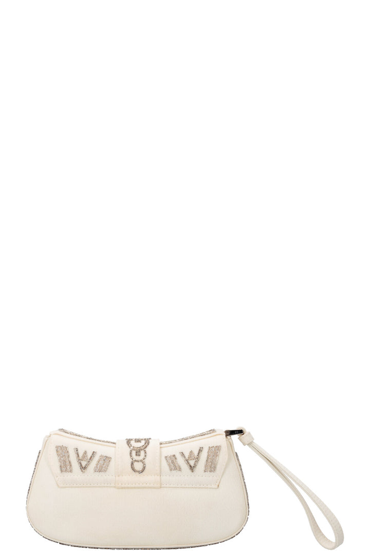 CHRISTIAN DIOR Columbus Clutch Embroidered White