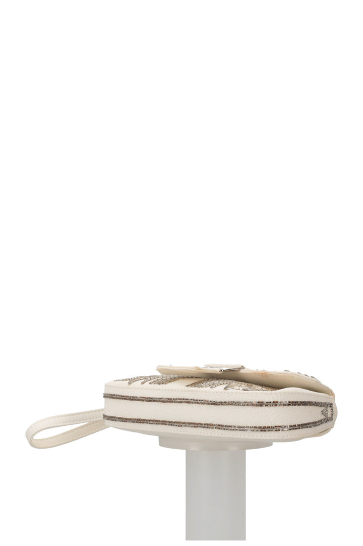 CHRISTIAN DIOR Columbus Clutch Embroidered White