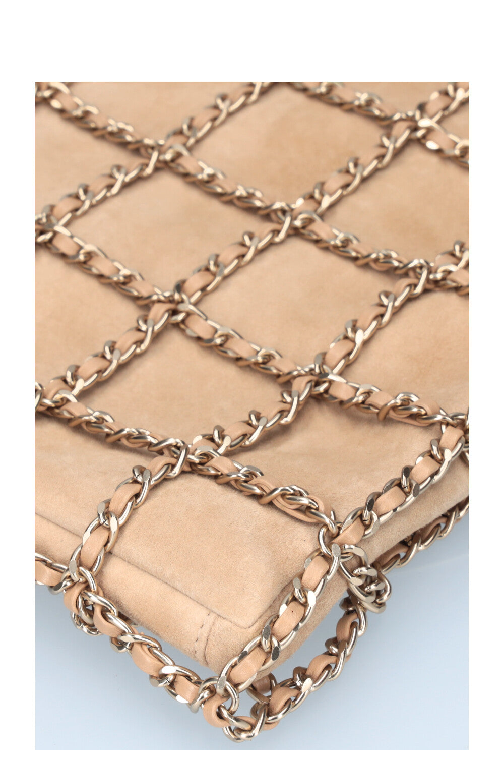 CHANEL Chain Shopping Tote Suede Beige