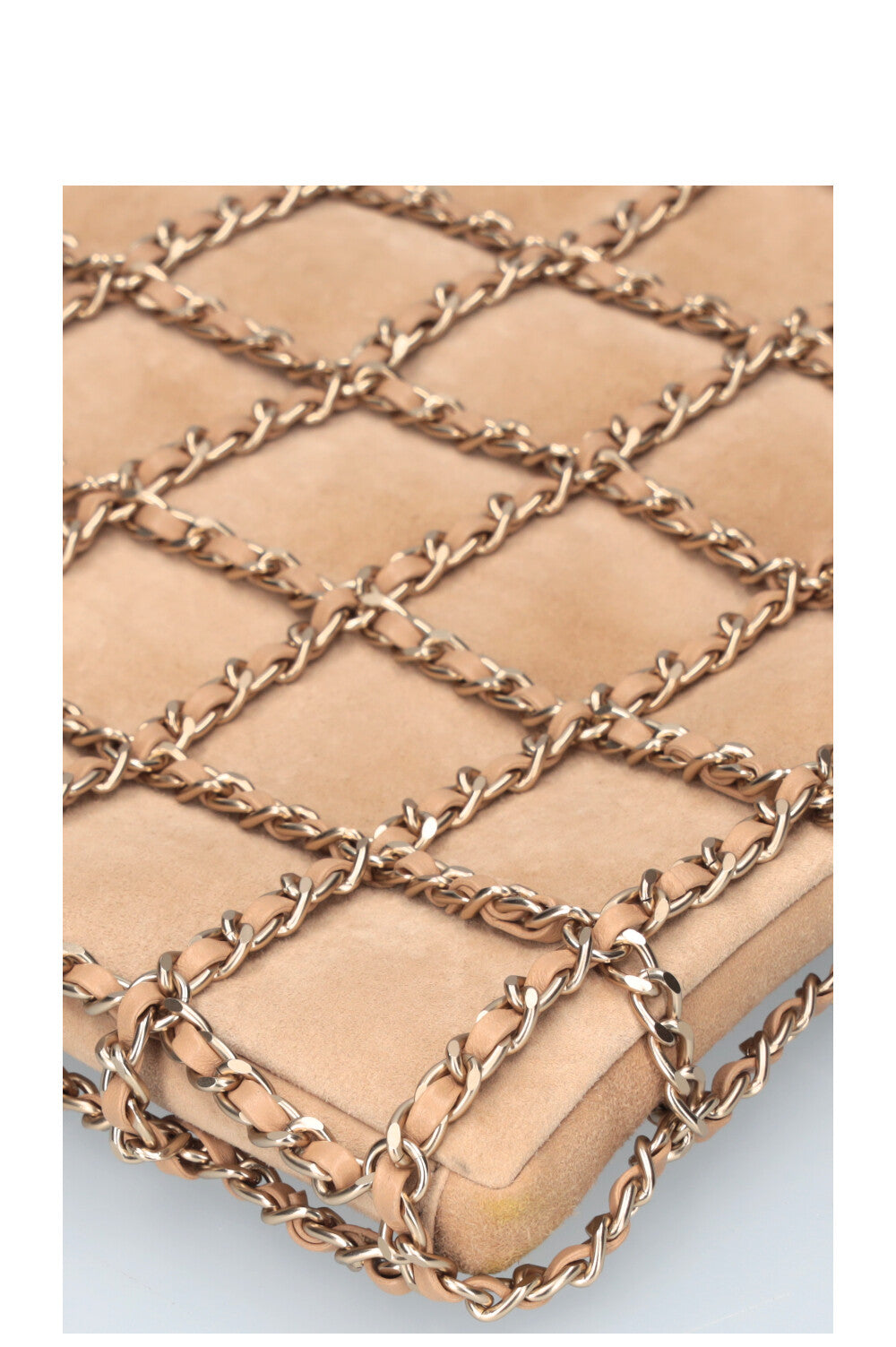 CHANEL Chain Shopping Tote Suede Beige