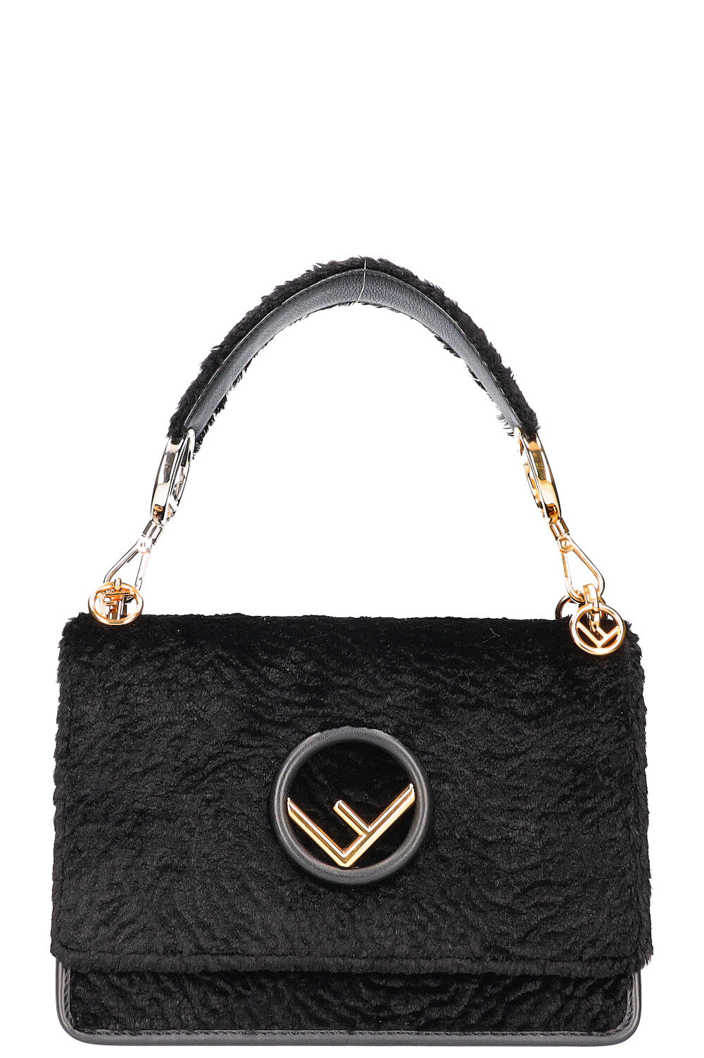 FENDI Kan I F Shoulder Bag Velvet Black