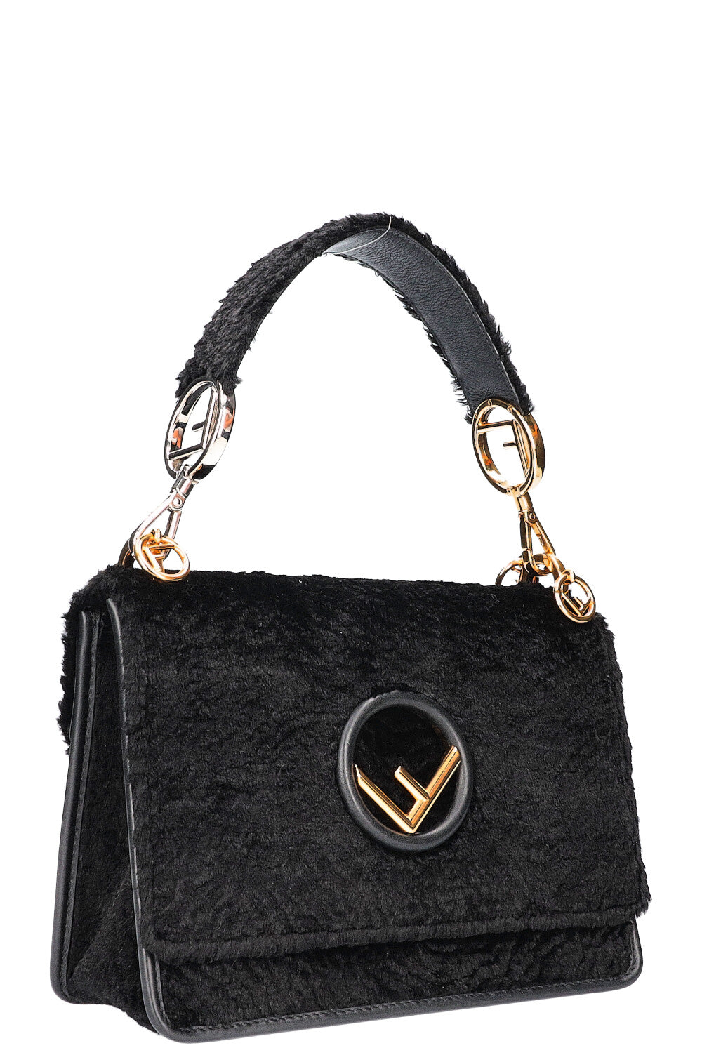 FENDI Kan I F Shoulder Bag Velvet Black