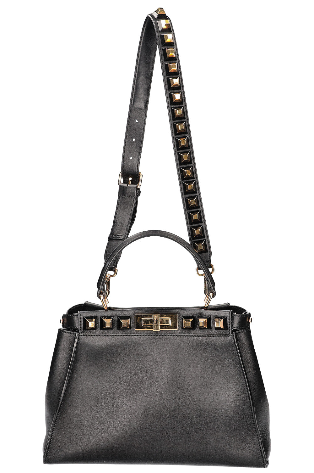 FENDI Medium Peekaboo Bag with Studded Detail Black