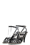 CHANEL Heels Satin Pearls Black