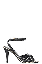 CHANEL Heels Satin Pearls Black