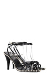 CHANEL Heels Satin Pearls Black