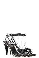 CHANEL Heels Satin Pearls Black