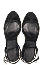CHANEL Heels Satin Pearls Black