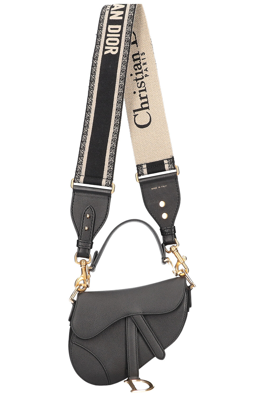 CHRISTIAN DIOR Mini Saddle Bag with Strap Black