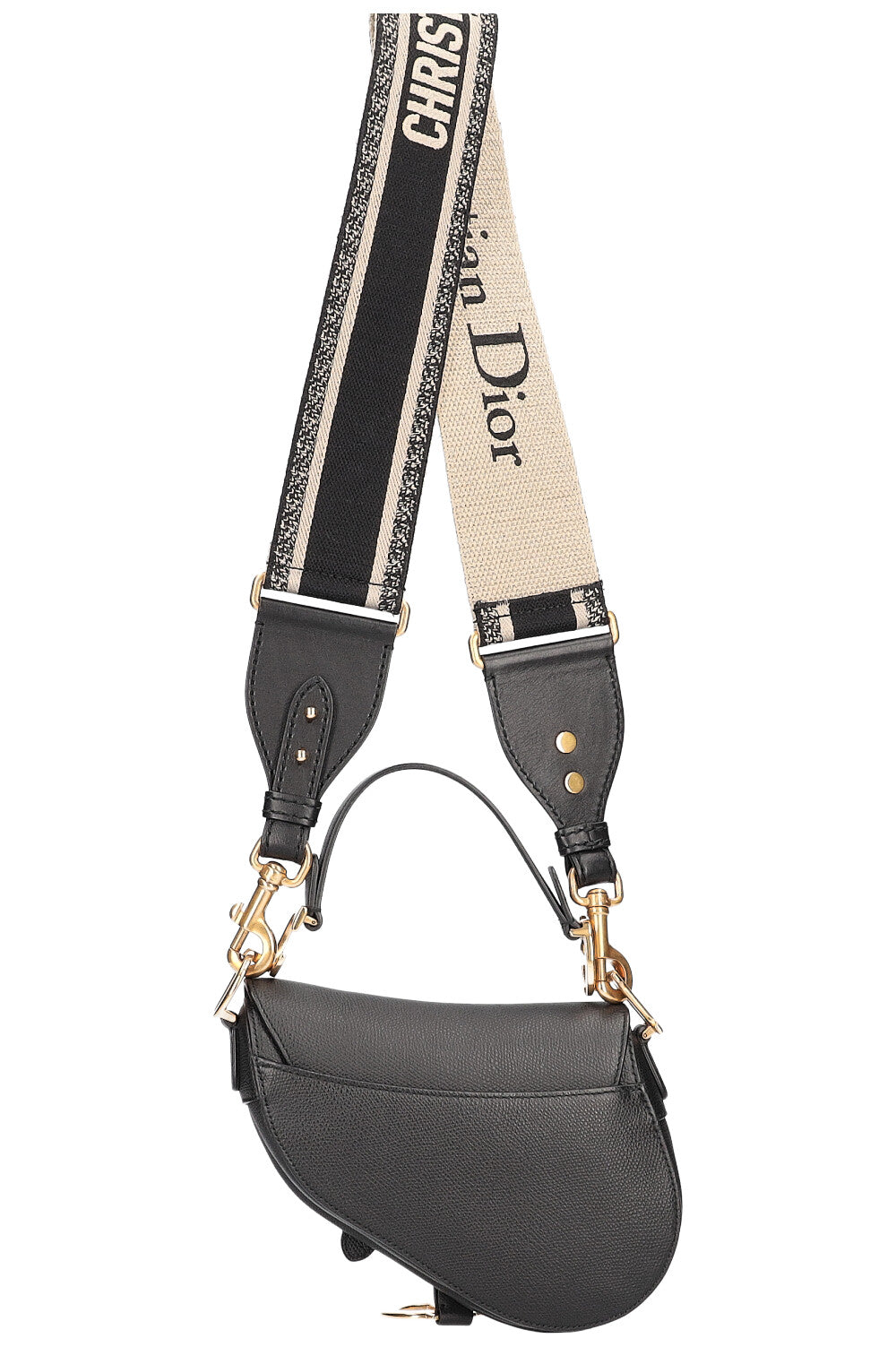 CHRISTIAN DIOR Mini Saddle Bag with Strap Black