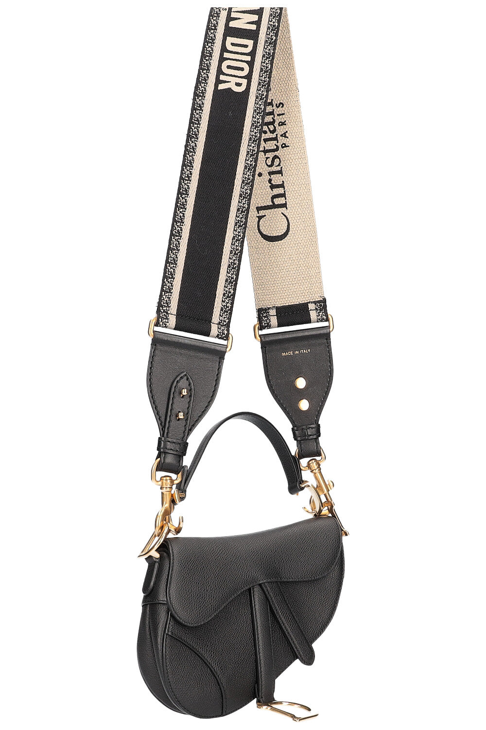 CHRISTIAN DIOR Mini Saddle Bag with Strap Black – REAWAKE