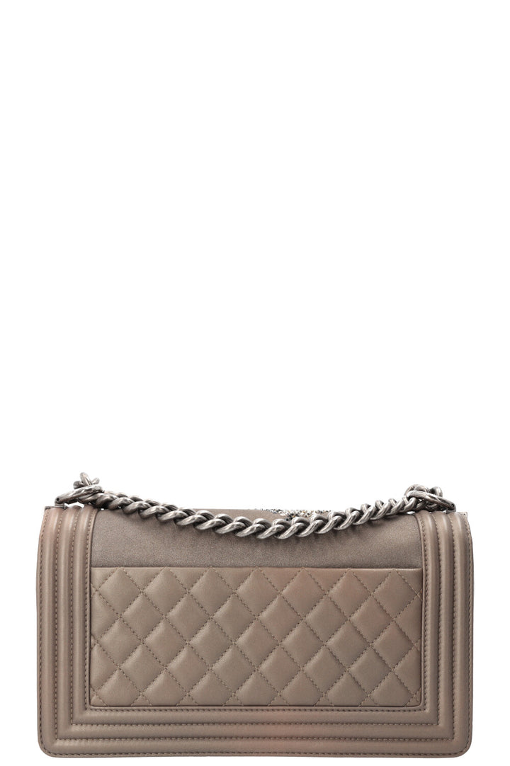 CHANEL Crystal Boy Bag Satin