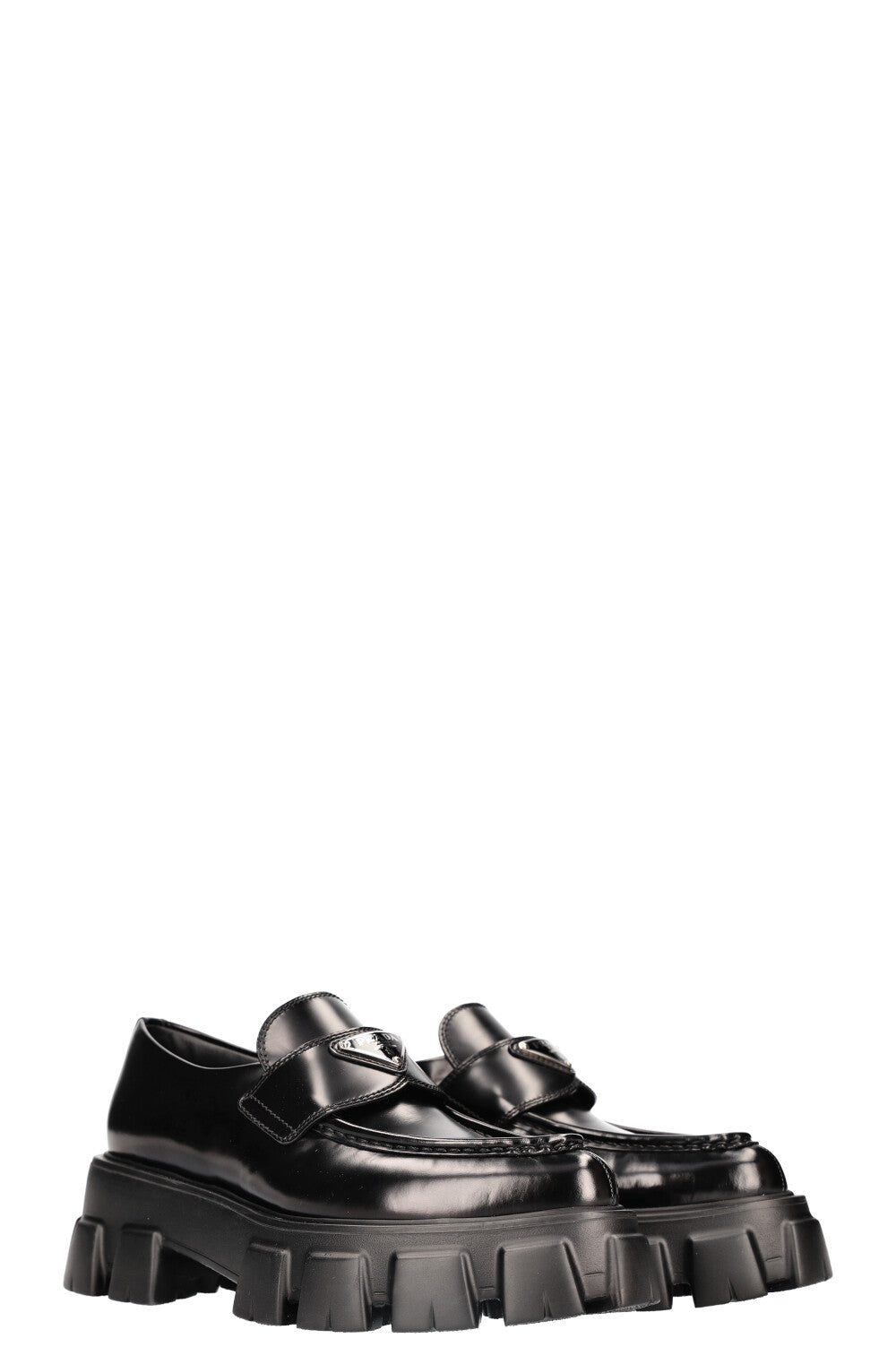 PRADA Monolith Pointy Loafers Black