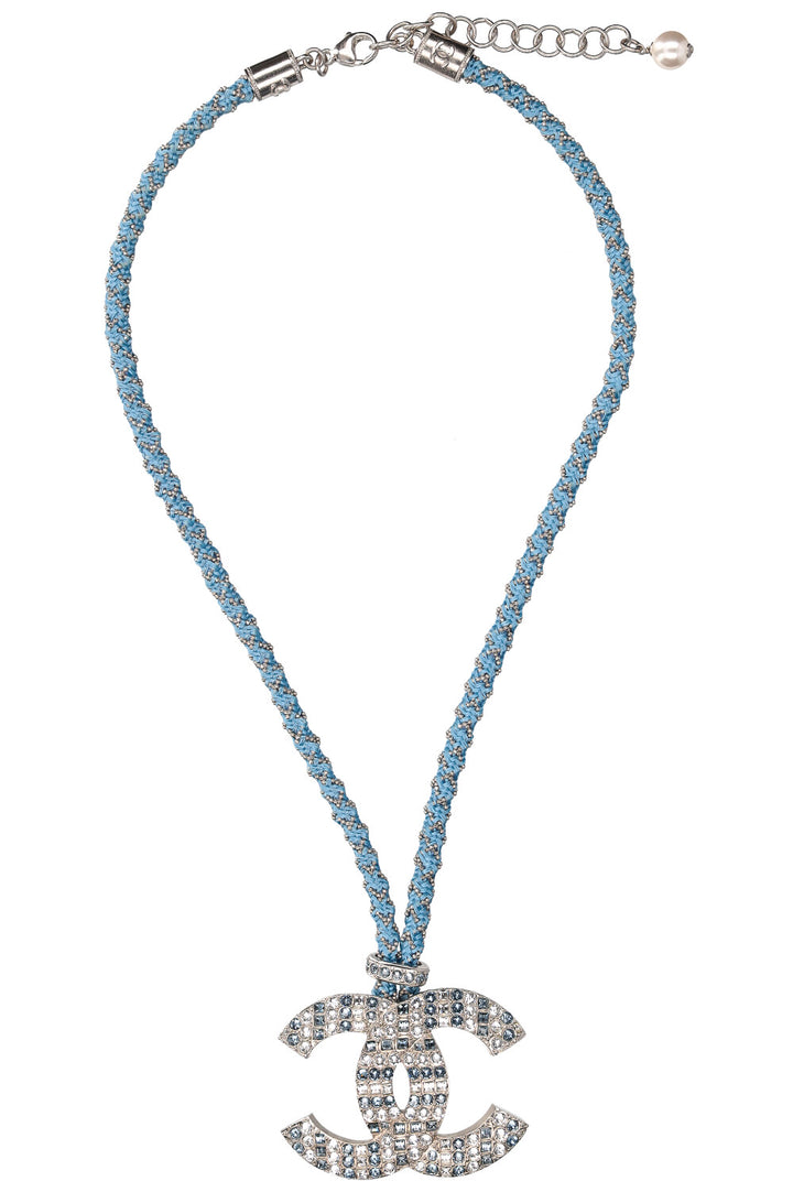 CHANEL CC Crystal Necklace C19 Blue