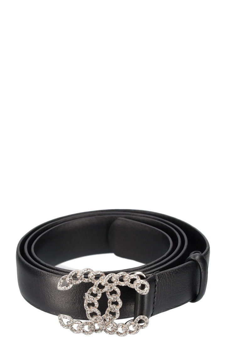 CHANEL Crystal Chain CC Belt Black C21