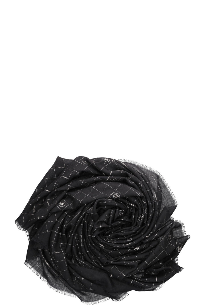 CHANEL Logo Scarf Black