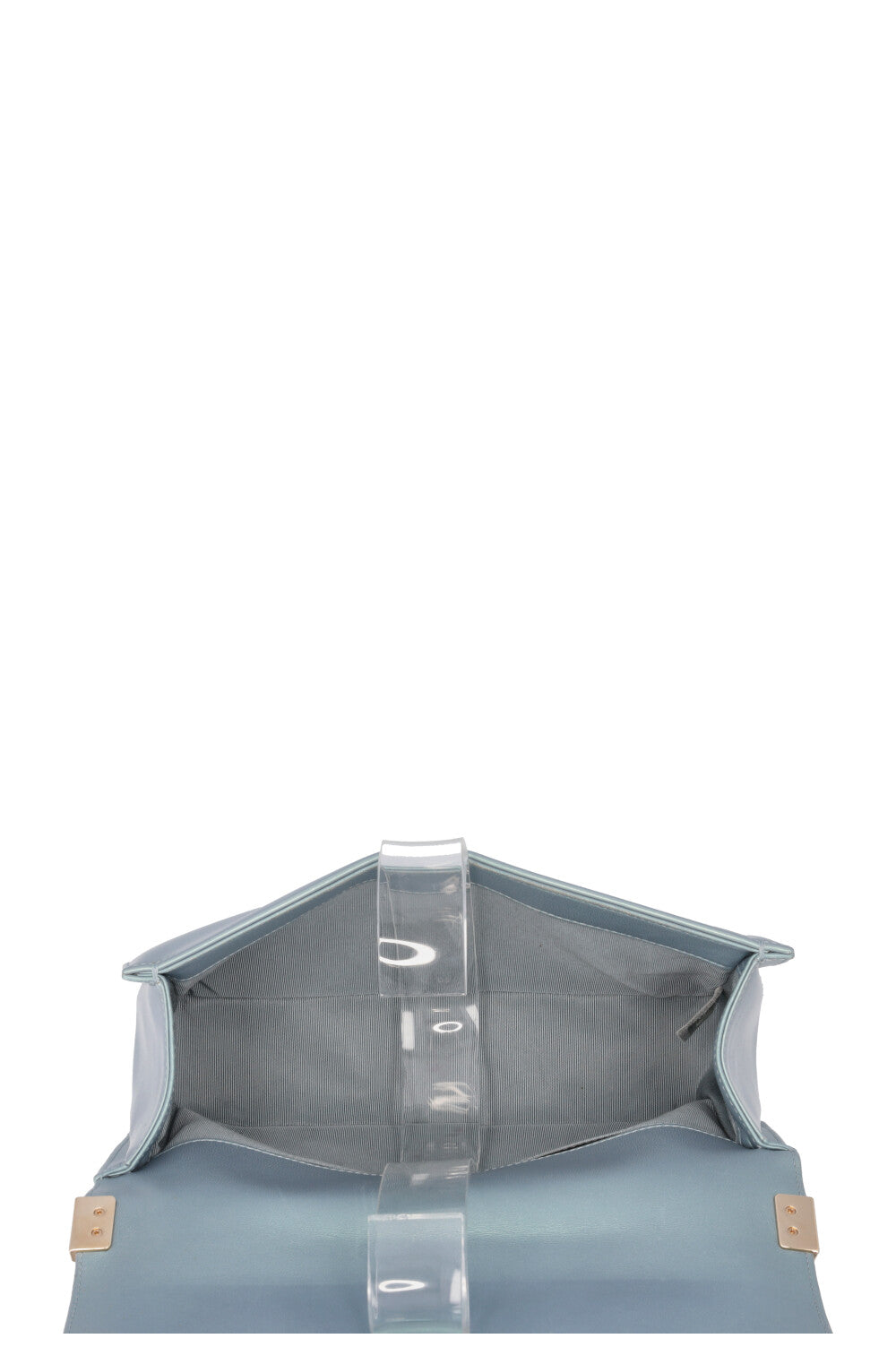 CHANEL Medium Boy Bag Iridescent Patent Blue