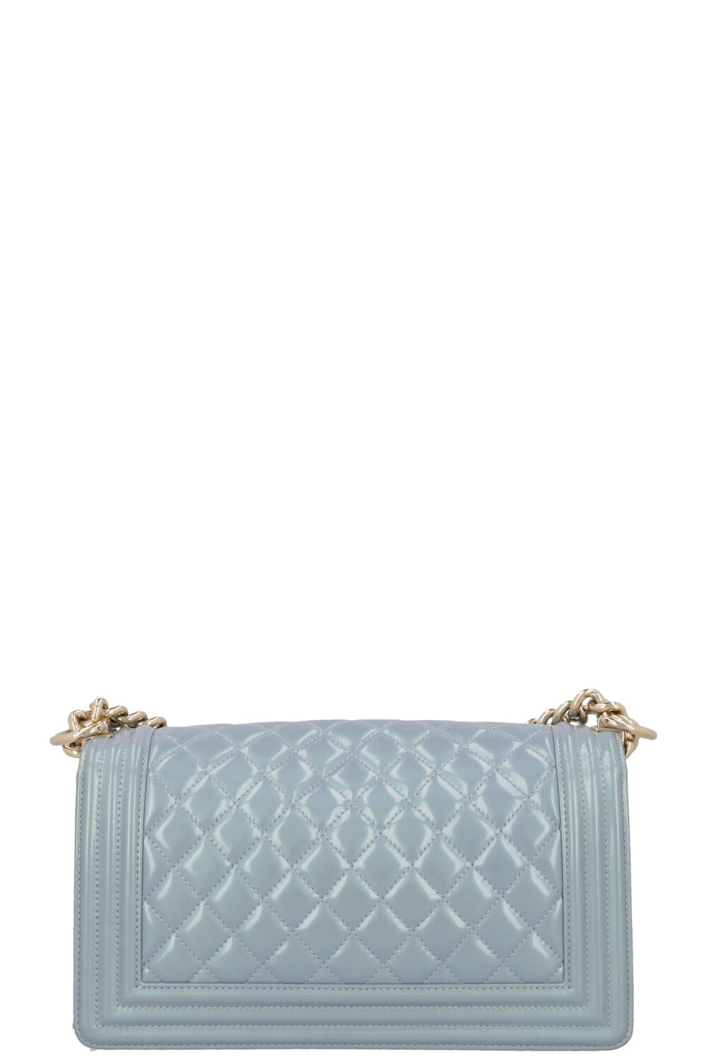 CHANEL Medium Boy Bag Iridescent Patent Blue