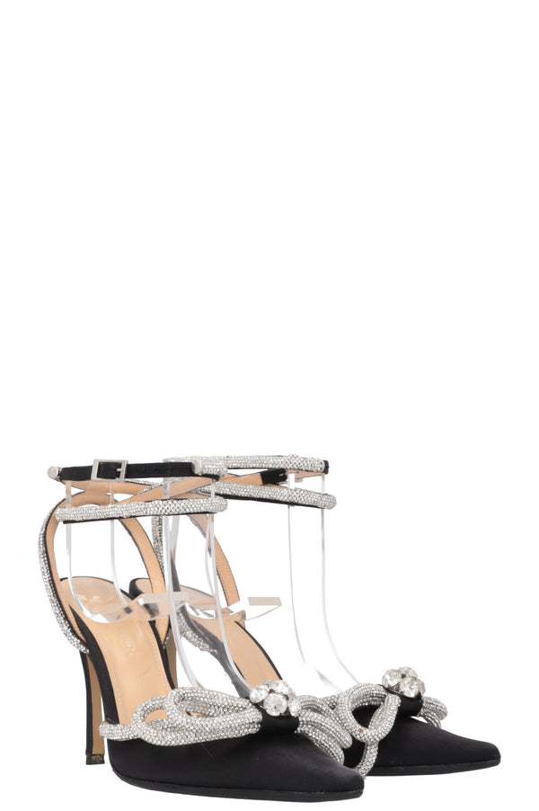 MACH&MACH Double Bow Heels Satin Black