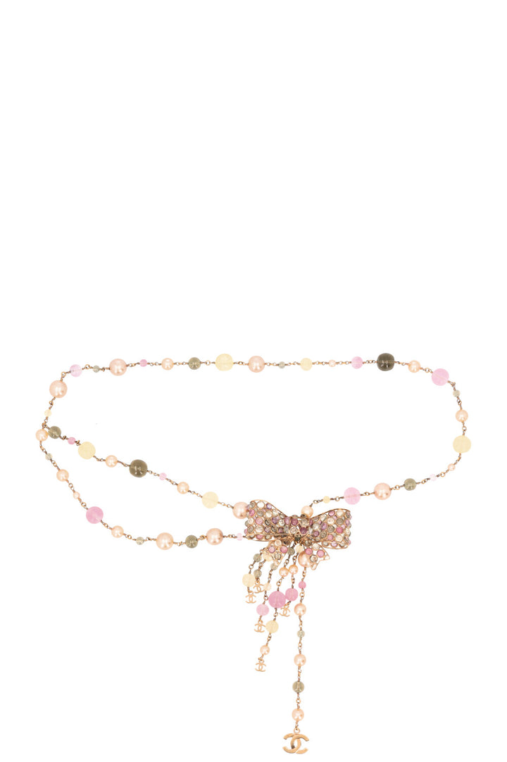 CHANEL 2002 Gripoix Bow Pearl Necklace/Belt