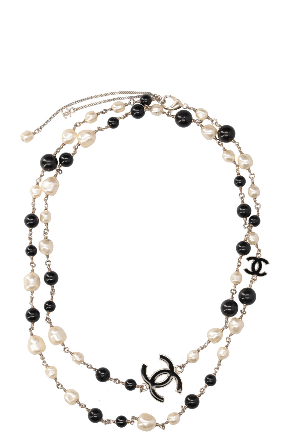 CHANEL Necklace Pearls Black White 2014