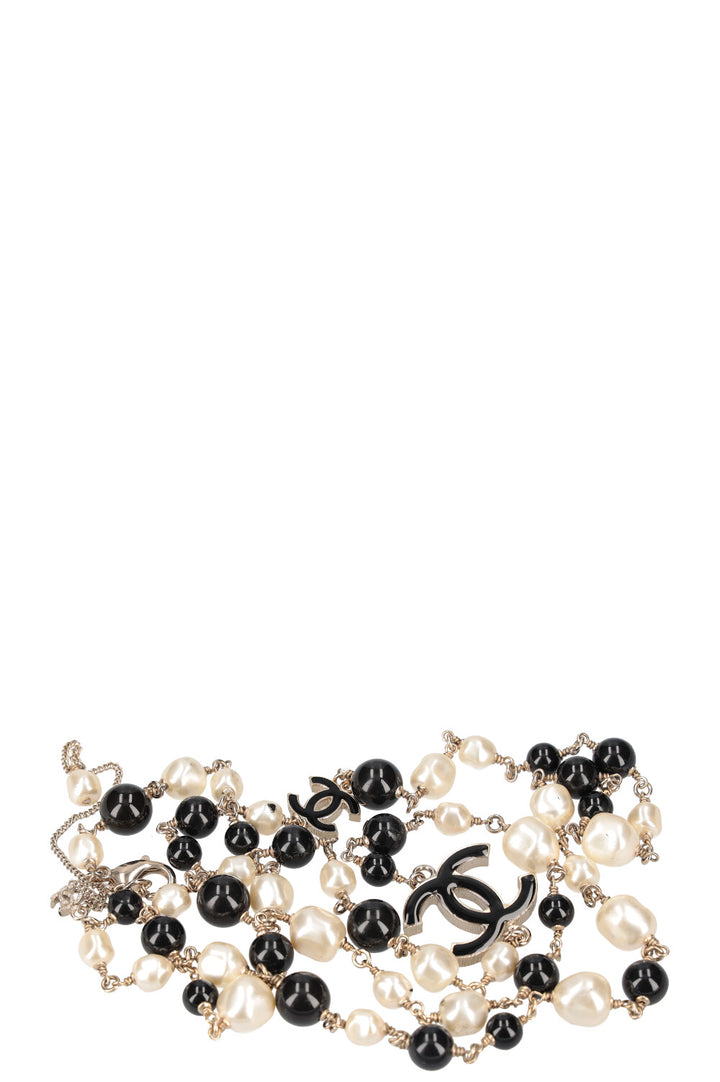 CHANEL Necklace Pearls Black White 2014