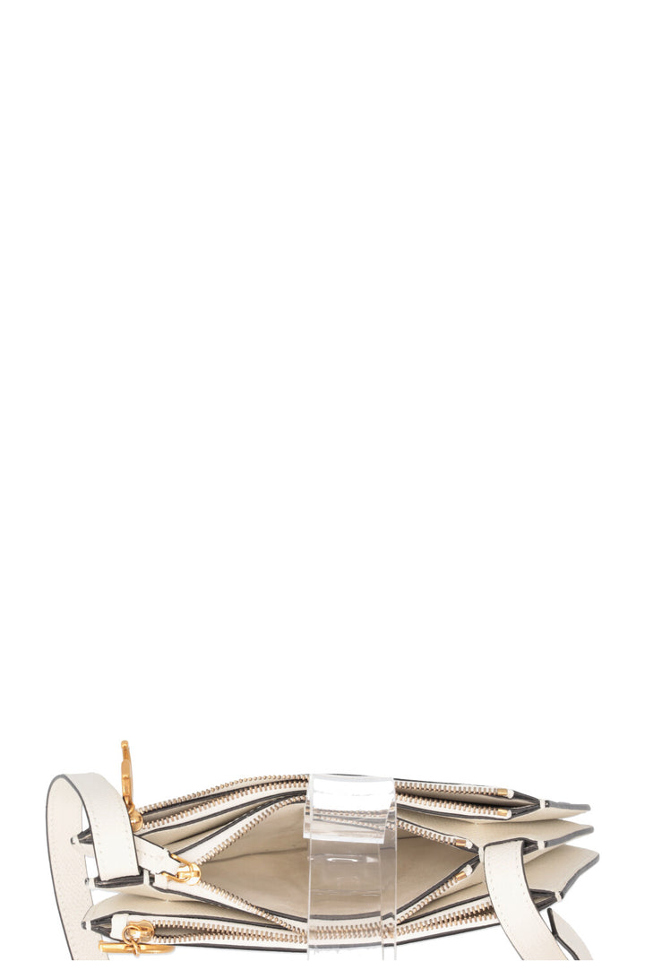 CHRISRTIAN DIOR Saddle Trio Pouch White Leather