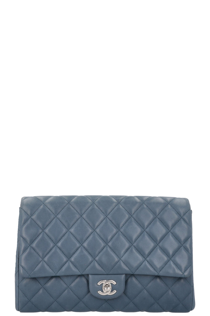 CHANEL Classic Single Flap Clutch Blue