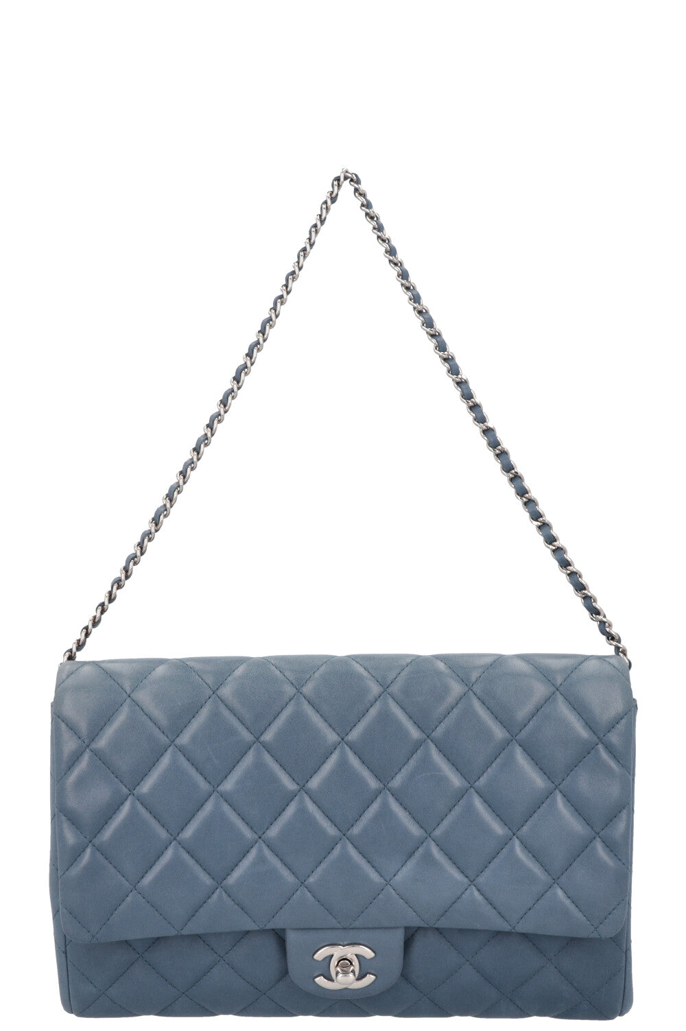 CHANEL Classic Single Flap Clutch Blue