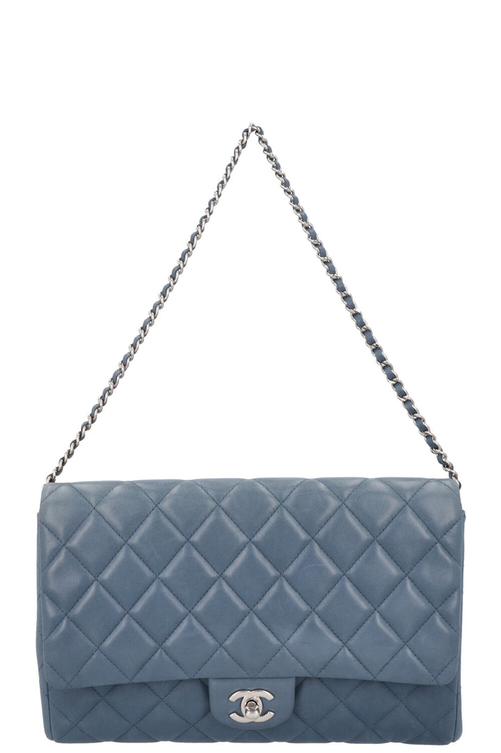 CHANEL Classic Single Flap Clutch Blue