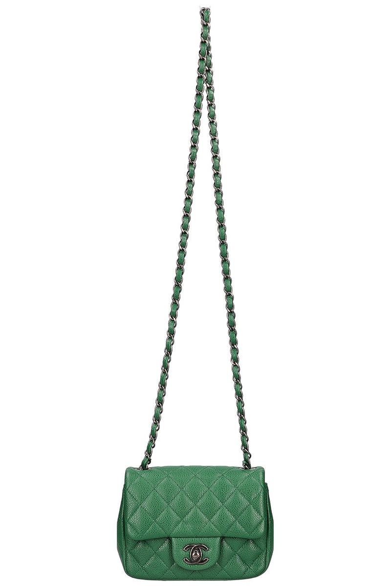 CHANEL Mini Square Flap Bag Caviar Green 