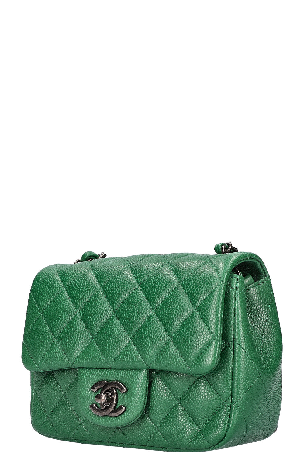 CHANEL Mini Square Flap Bag Caviar Green