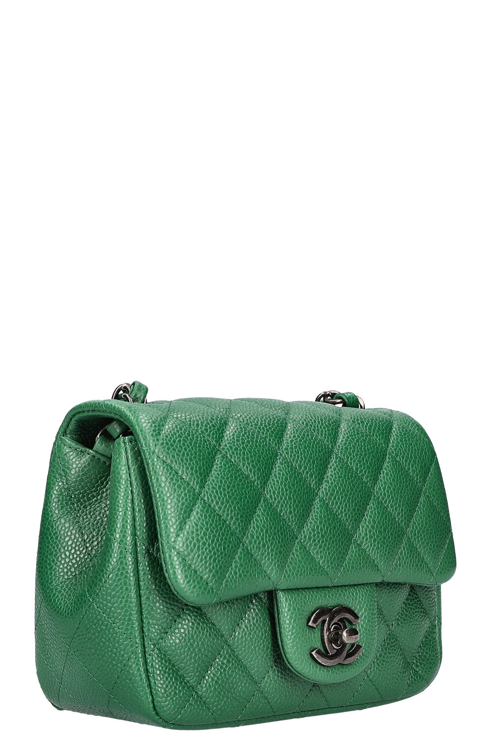 CHANEL Mini Square Flap Bag Caviar Green