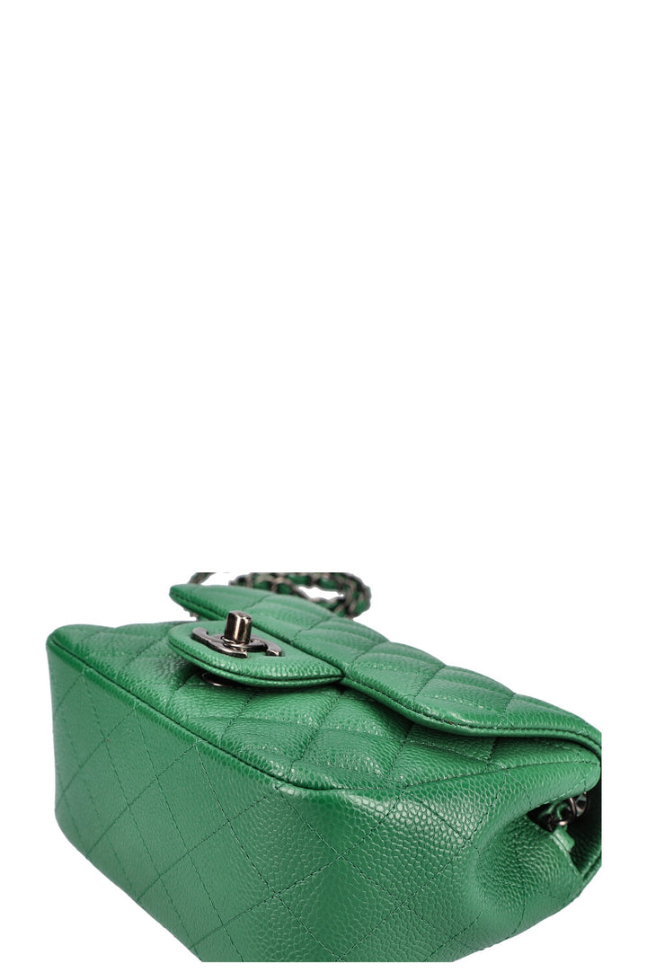 CHANEL Mini Square Flap Bag Caviar Green