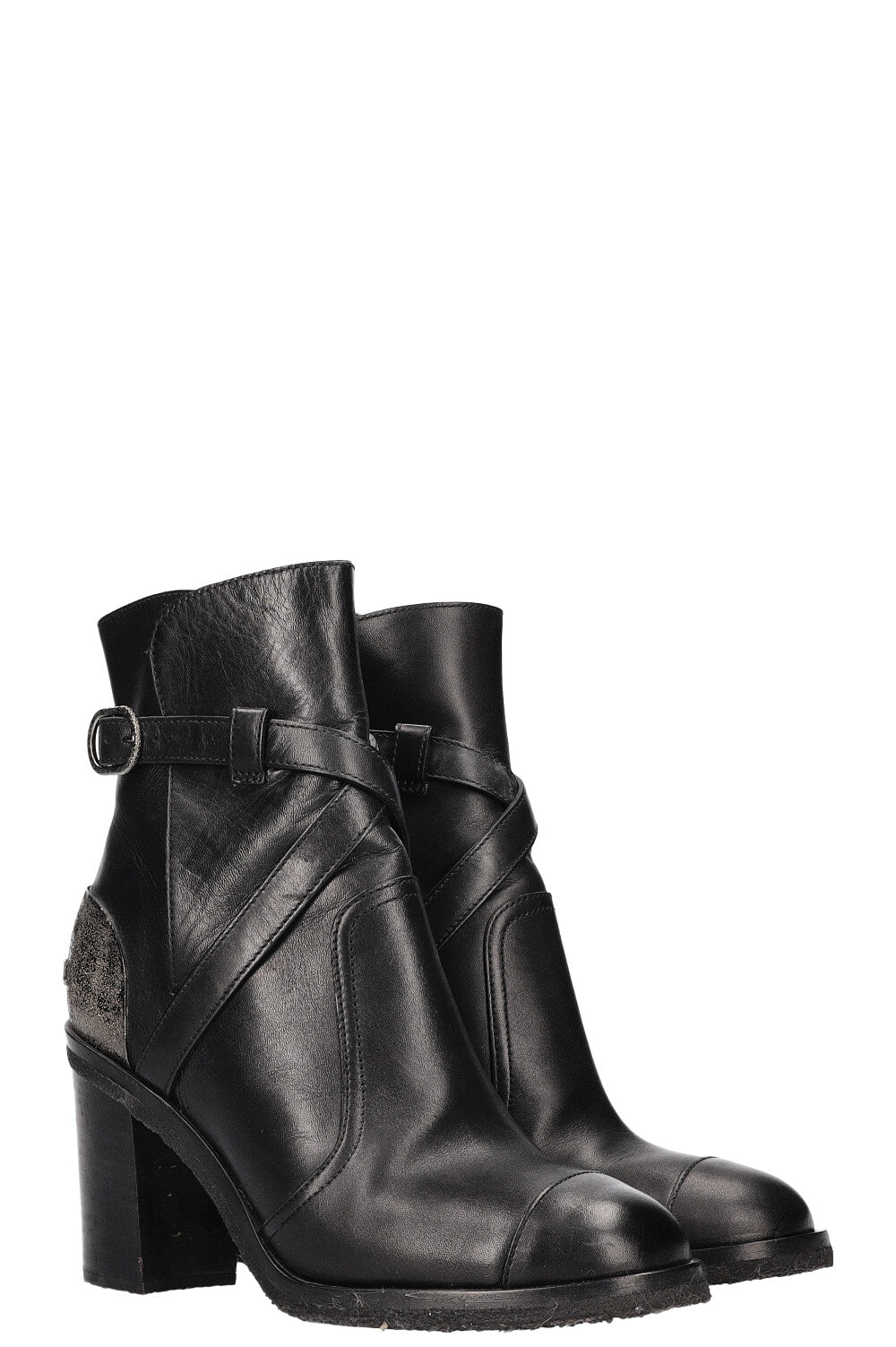 CHANEL Belted Ankle Boots Black