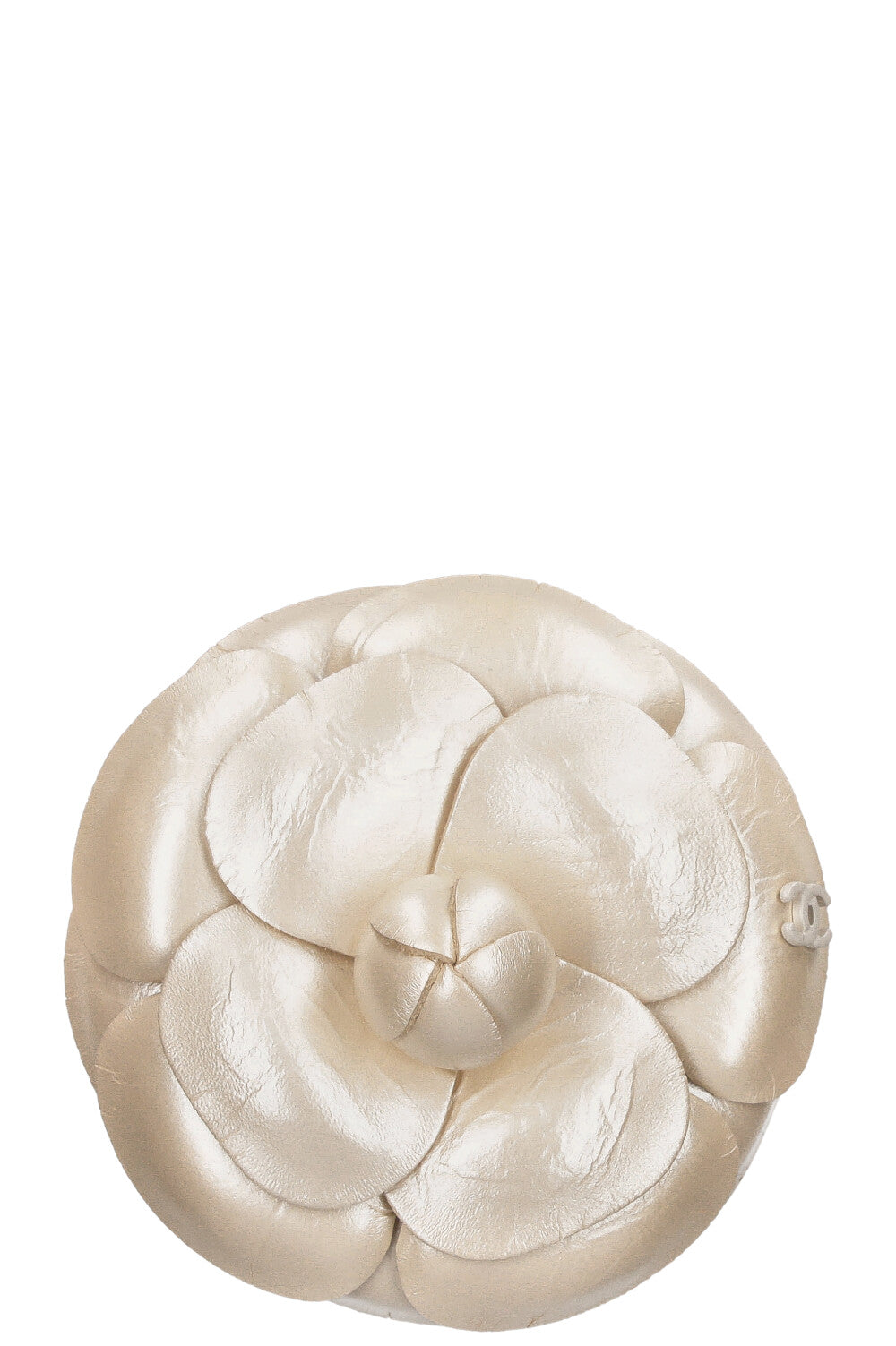 CHANEL Camellia Brooch Leather Mother of Pearl