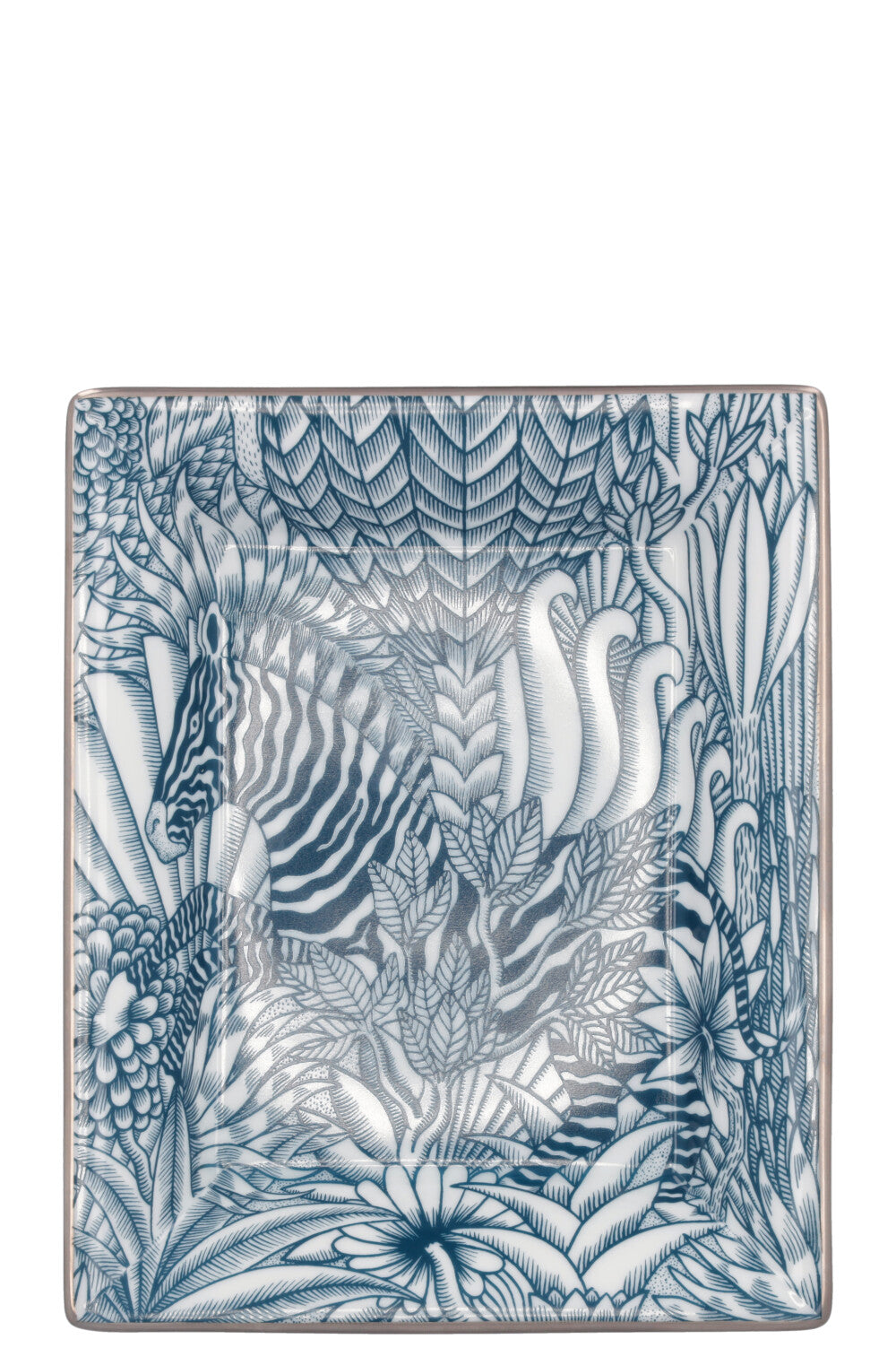 HERMÈS Trinket Tray Zebre Camoufle Bleu Cobalt Ceramic
