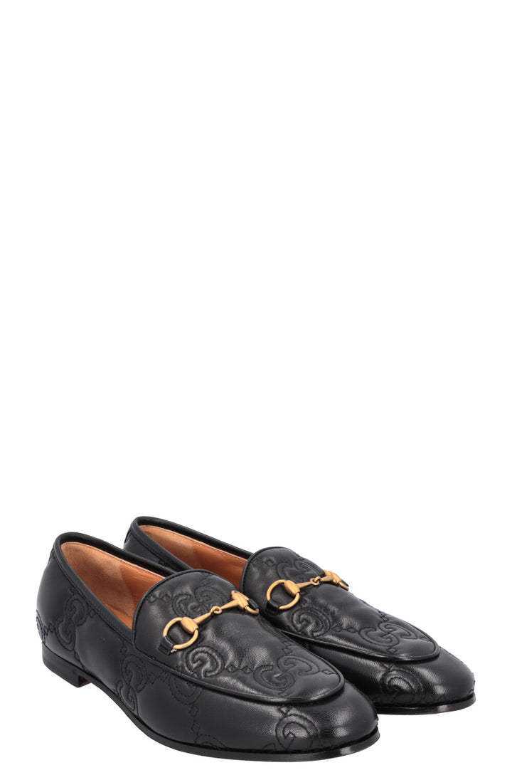 GUCCI Jordaan Embroidered GG Loafers Black