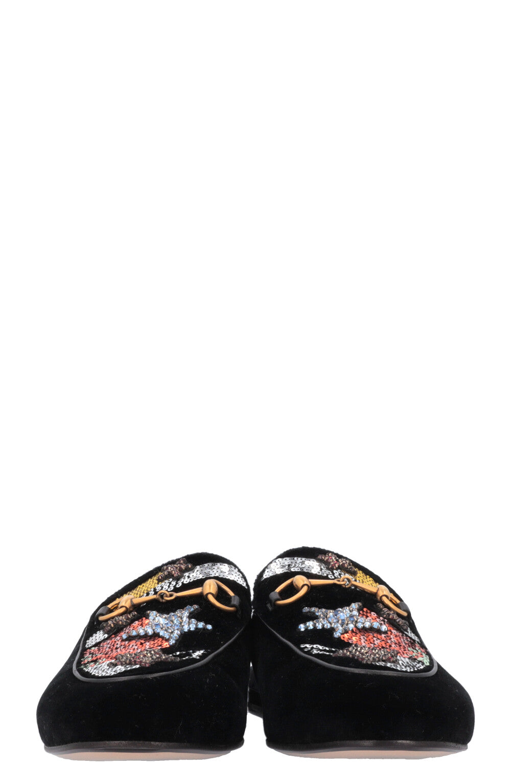 GUCCI Embroidered Shooting Star Princetown Mules Black Velvet