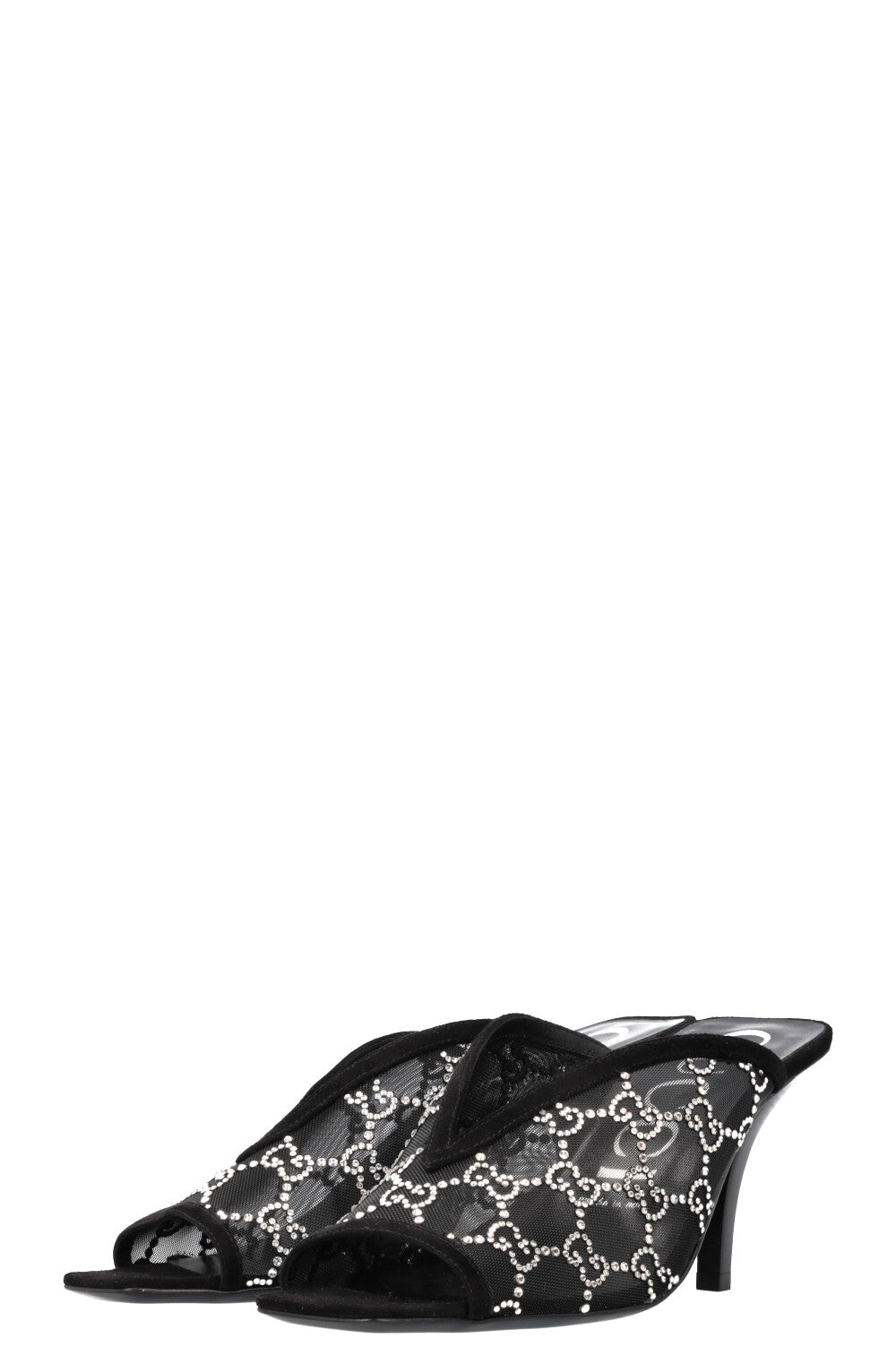 GUCCI GG Crystal Heeled Sandal Black